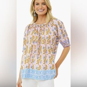 SZ Top Blouse Pink Blue Small